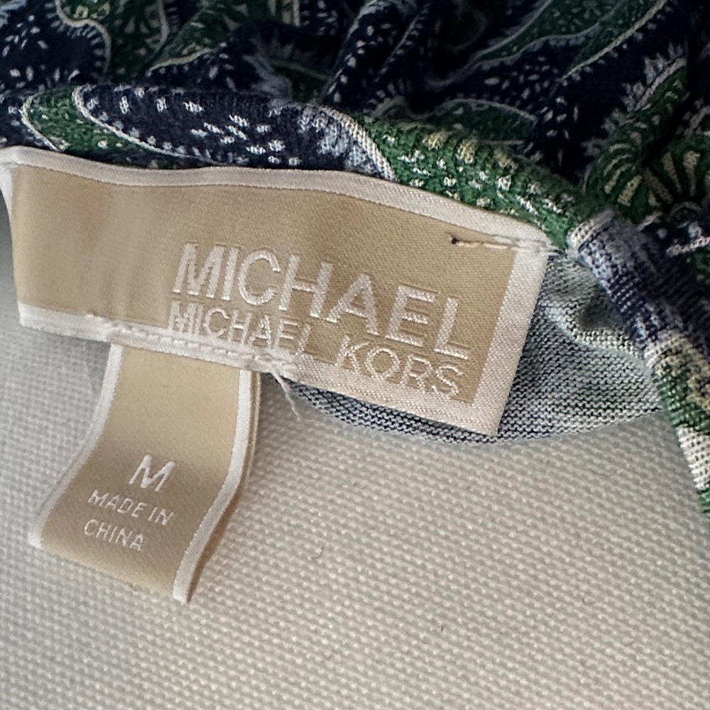 Michael Kors Green & Navy Paisley Print Blouse - Picture 5 of 8